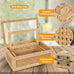 Large Handwoven Boho Rattan Display Boxes with Glass Lids Set of 2