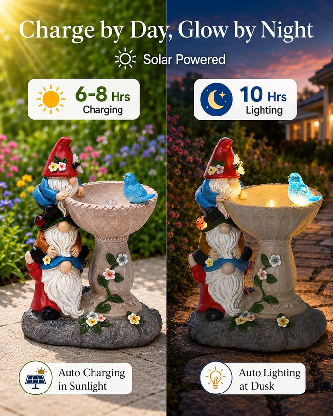Nacome Solar Garden Gnome Statue: Funny Triple Stacked Figurine Decor
