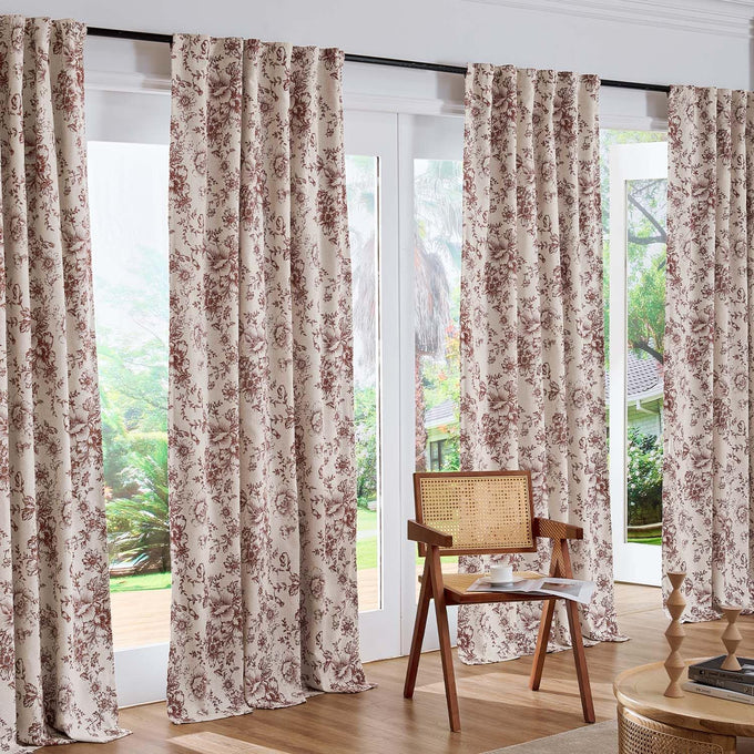 jinchan Floral Linen Blackout Curtains for Bedroom 90 Inches Long