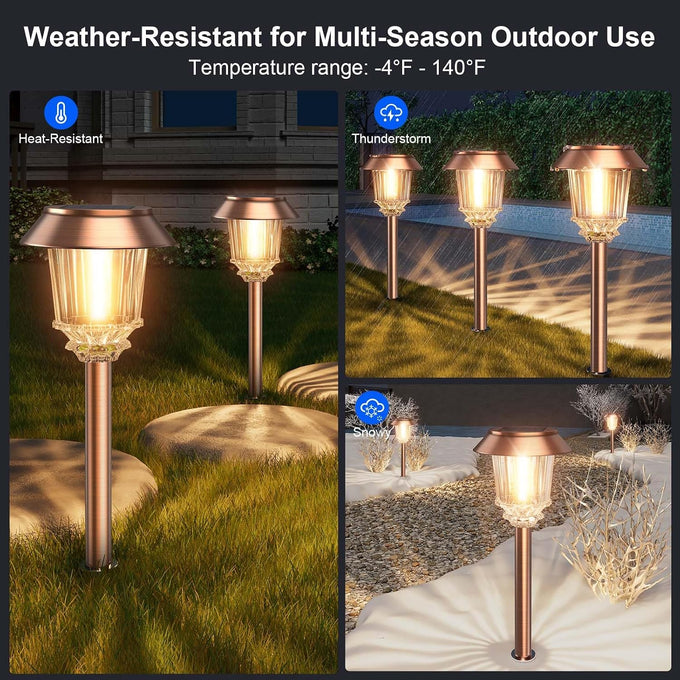 XMCOSY+ Solar Pathway Lights Outdoor, 6 Pack Solar Light Outdoor Waterproof