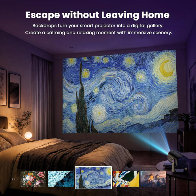 HAPPRUN Roku TV Smart Mini Projector with WiFi and Bluetooth for Portable