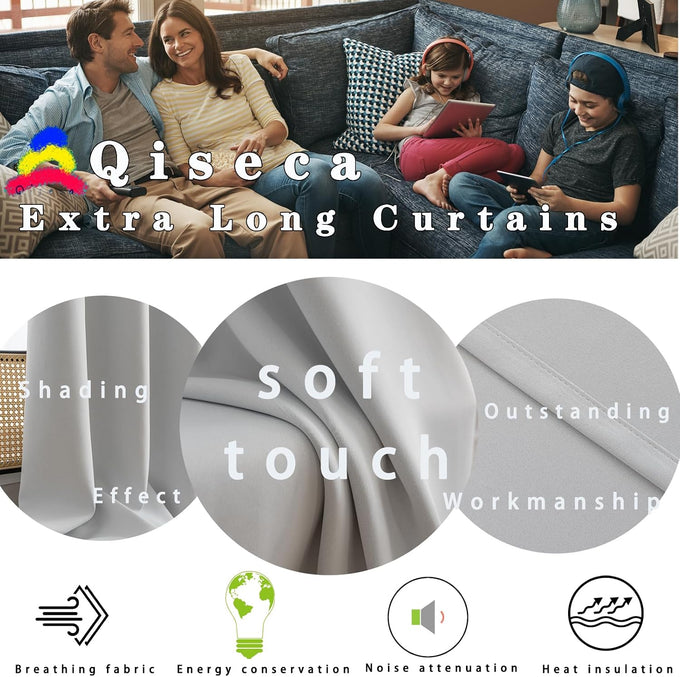 Qiseca Extra Long Curtains High Ceiling Drapes 20Ft for Living Room, Tall Windows Custom Made 2 Story Blackout Curtains for High Living Room Bedroom Loft Theater W52xL240 Inches Long 1 Panel, White