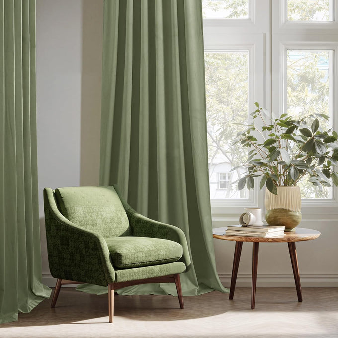 StangH Sage Green Velvet Curtains 108 Inches 2 Panels for High Ceilings
