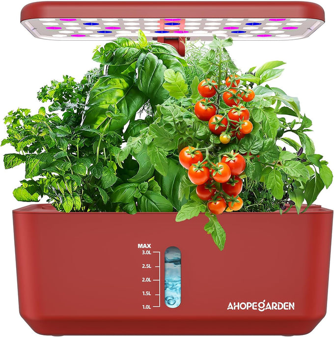 Ahopegarden Indoor Garden Hydroponics Growing System: 10 Pods Kit with LED