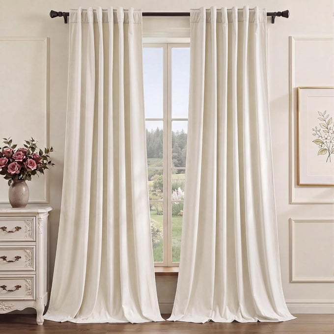 StangH Sage Green Velvet Curtains 108 Inches 2 Panels for High Ceilings