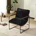 VINGLI 28" Wide Plush Upholstery Sling Modern Accent Chair with Metal Frame, Cute Reading Armchair with Removable Seat Cushion & Tan Microfiber Seat Base, Lazy Chair for Bedroom & Lounge,Black