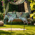 YEAHOME Garden Decor Outdoor Statues, 38"/36" Large Metal Heron Standing Yard Art, Blue Crane Lawn Sculptures Garden Decor for Outside Patio Porch Backyard, Set of 2