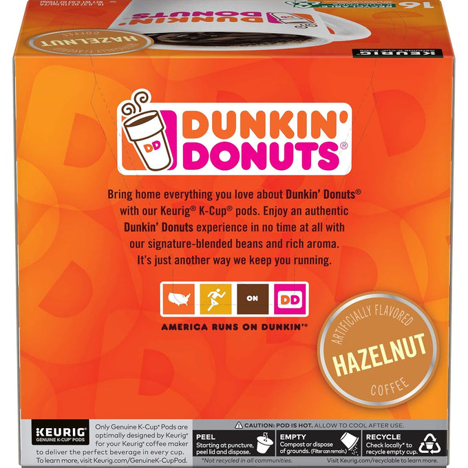 Dunkin' Donuts Hazelnut K-Cup Pods, Medium Roast, 64 Count for Keurig Coffee Makers