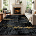 RELEANY Washable 8'x10' Abstract Area Rug for Living Room Black Gold