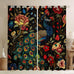 Feelyou Peacock Floral Blackout Curtains 2 Panels 52x84 Inch