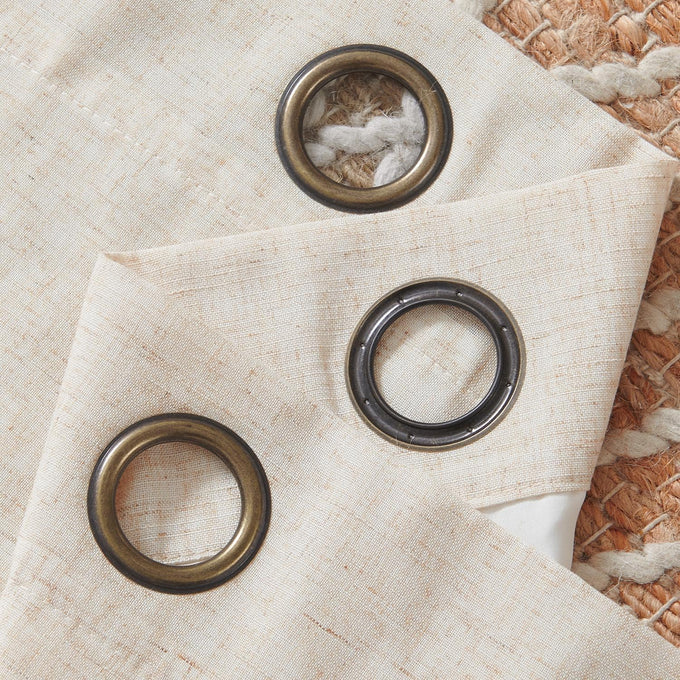 jinchan Lined Linen Curtain 84 Inch Light Filtering Grommet 1 Panel Beige