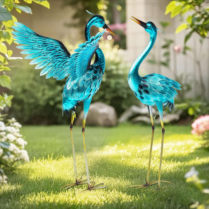 31" L Metal Peacock Garden Statue,Handcrafted Outdoor Yard Art