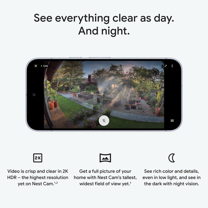 Google Nest Cam Outdoor (Wired, 2nd Gen) - Security Camera - Snow - 2 Pack