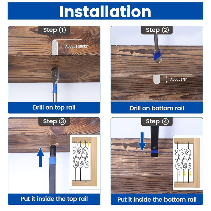 Muzata 5 Pack 44" S Scroll Hollow Iron Balusters WT03