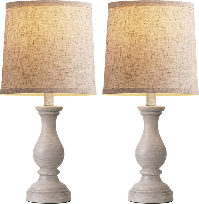 22" Farmhouse Table Lamps Set of 2, Rustic Bedside Lamps for Bedroom