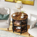 Tribesigns Half Round End Table for Living Room, 3-Tier Half Circle Side Table with Metal Frame, Industrial Half Moon Table, Half Coffee Accent Table Bedside Table for Bedroom, Brown