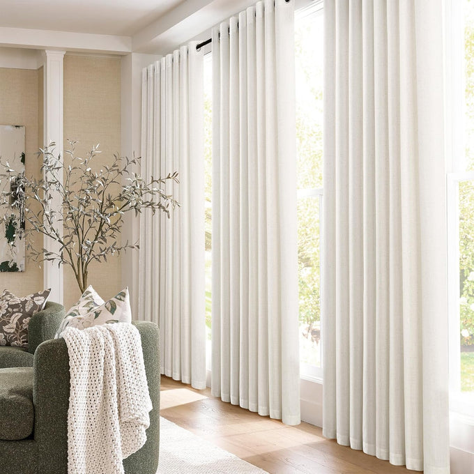 Jowels Natural Linen Grommet Curtains 106 Inch Long for Living Room Dining