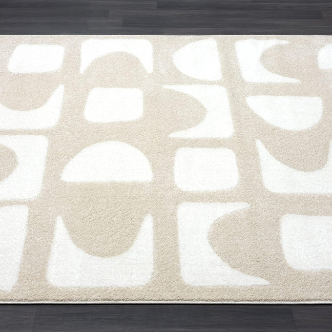Abani Nuevo Collection Area Rug - Modern Geometric Beige/Cream Design - 4'x6' - Easy to Clean - Durable for Kids and Pets - Non-Shedding - Medium Pile - Soft Feel - for Living Room, Bedroom & Office