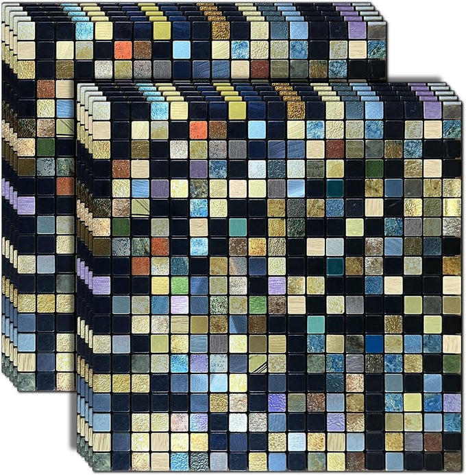 10 Sheets Peel and Stick Backsplash Tile, Self-Adhesive Mosaic Tile, Stick on Kitchen, Bathroom Vanities, Fireplace Décor, Laundry Table (1.0 Mixed Colors)