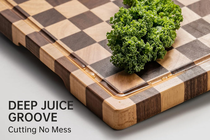THETCHRY Cutting Boards for Kitchen, Checkered Walnut Wooden Cutting Board
