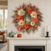 24"Artificial Silk Hydrangea Flower Dahlia Fall Wreath for Front Door Decor