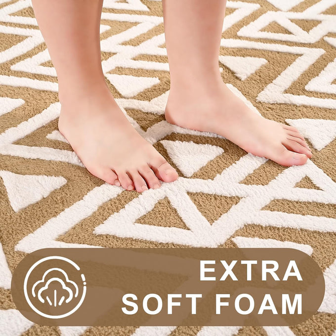 Ompaa Ultra Soft Shaggy Rugs Memory Foam Bedroom Carpet, Beige 7 x 10 Feet Large, Plush Geometric Textured Area Rugs for Living Room Couch Dorm Bedside Kids Girls Teens Room Nursery Decor Floor Mat
