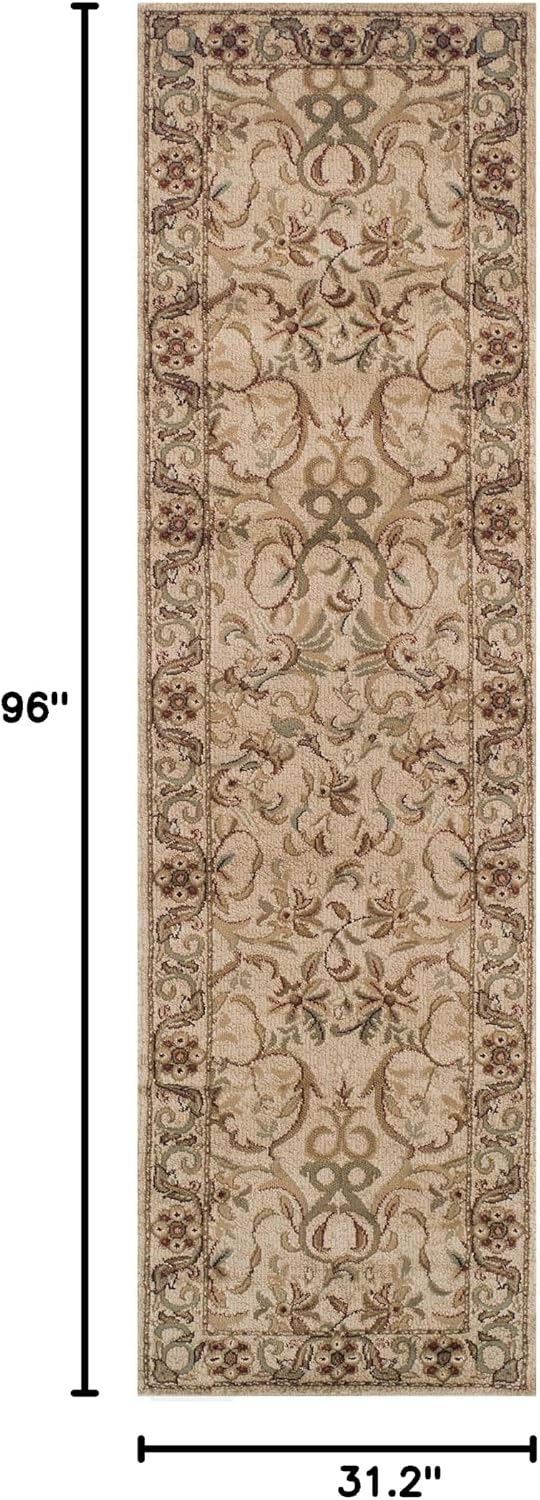 SUPERIOR Indoor Area Rug, Traditional Floral Scroll Décor,2'7"x8', Ivory