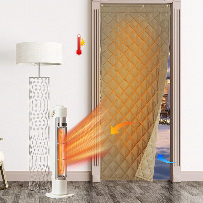 RYB HOME Thick Quilted Thermal Insulated Door Curtain for Winter, W42 x L86