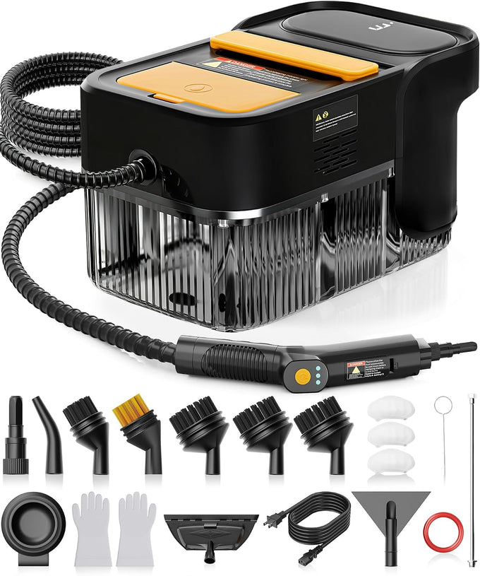 WolfClean Steam Cleaner, 3 Level Adjustable Handle with 18 Accessories