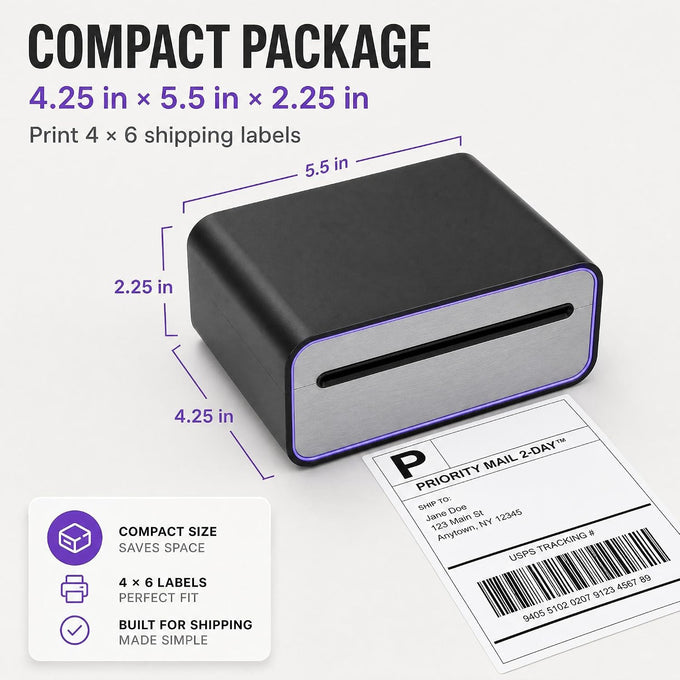 4x6 Thermal Shipping Label Printer, Bluetooth Wireless