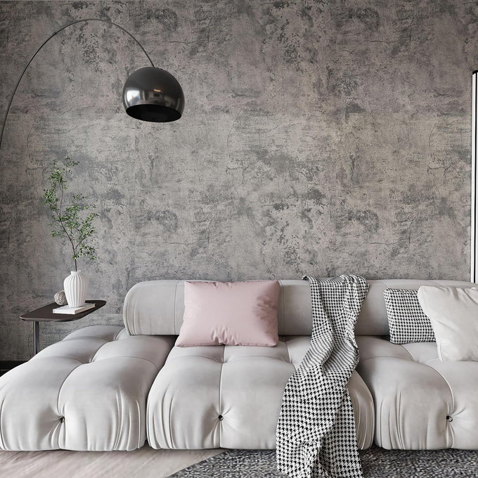 BAYYA Concrete Wallpaper Peel and Stick Wall Paper for Bedrooms Cement Wrap