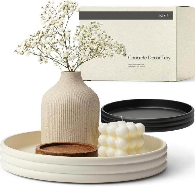 KIVY Concrete Fruit Bowl for Kitchen Counter - Large Decorative Bowl