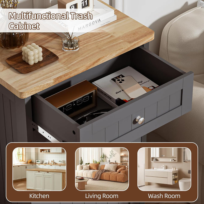 AHB 13 Gallons Tilt Out Trash Cabinet,for Kitchen Living Room, Grey