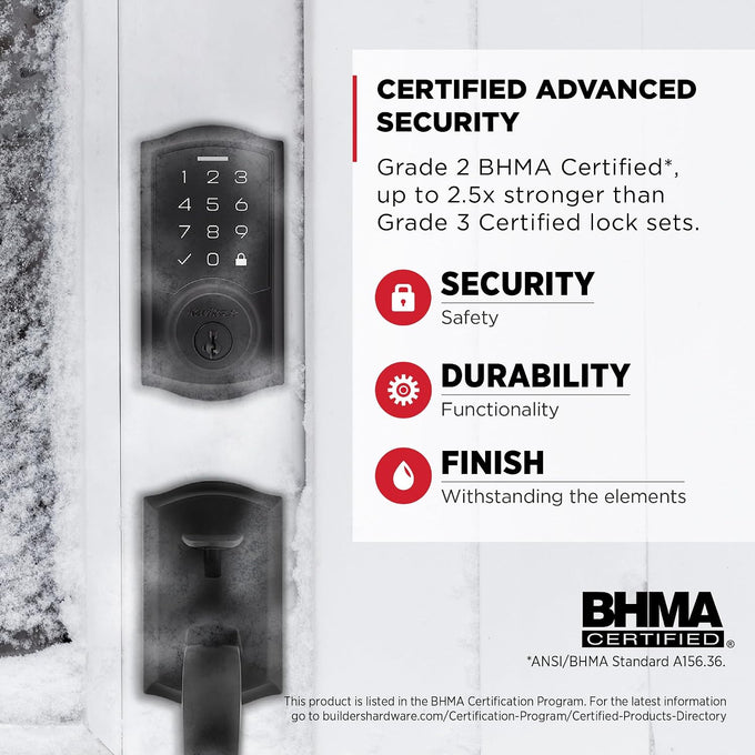 Kwikset SmartCode 270 Keyless Entry Electronic Touchpad Deadbolt Door Lock with Auto-Lock, Custom User Codes, Advanced Security in Matte Black Traditional