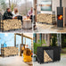 4FT Outdoor Firewood Rack, Wood Storage with 600D Waterproof Oxford Cover Heavy Duty 8 Legs Firewood Log Holder Indoor with Log Carrier, Gloves, and Kindling Hooks for Fireplace Patio Deck Wood Rack