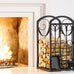 Kingson Firewood Rack Indoor Wood Holders Fireplace Tool Rack Outdoor Log Holder Rack Lumber Storage Stacking Fireplace Tools Set Wood Stove Accessories Black