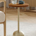 Round Metal Drink Table with Black Top and Faux Marble Base – Small Pedestal Side Table for Living Room, Bedroom, or Office – Modern Black Round Cocktail Table, Easy Assembly, Scratch-Resistant