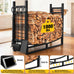 AMAGABELI GARDEN & HOME 31in Large Firewood Rack With Fireplace Tools Set Wrought Iron Indoor Outdoor Kindling Log Holder Heavy Duty Wide Wood Storage Log Rack Accessories Shovel Poker Tongs Broom