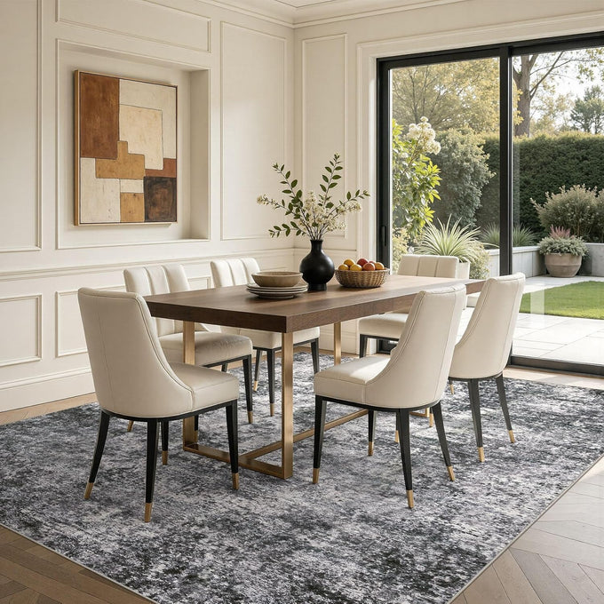 DMOYEST Area Rug Living Room Rugs 9x12 Washable Abstract Grey Carpet