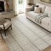 YIHOUSE 5x7 Beige Ivory Distressed Plaid Area Rug for Living Room