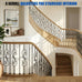 5 Pack 44" Iron S Scroll Balusters for Staircase Interior, 1/2" Hollow Stair Balusters, Matte Black Metal Balusters, Easy to Cut & Install