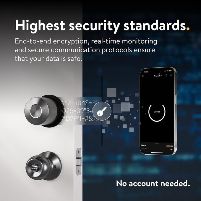 Nuki Smart Lock (Deadbolt) Keyless Entry WiFi Electronic Deadbolt with Auto-Unlock, App Control, Remote Access, Easy Installation, Smart Home for Front Door, Home & Rentals
