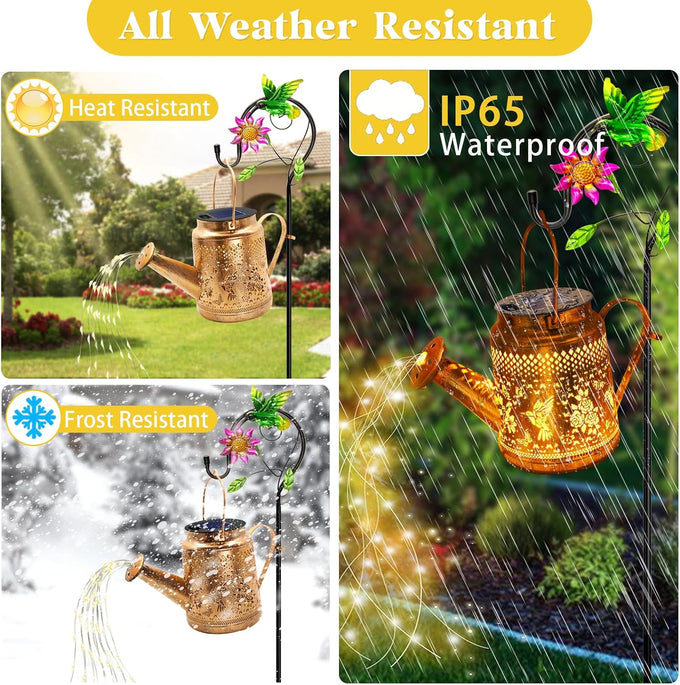 2 Pack Big Solar Lanterns Outdoor Waterproof, Gift for Mom Grandma Women Wife Daughter Mother's Day, Hummingbird Watering Can Garden Light With Shepherd Hook, Solar Path Light Yard Outside Patio Decor