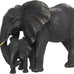 Deco 79 Resin Elephant Decorative Sculpture Walking Home Decor Statue with Dark Brown Deer, Accent Figurine 20" x 6" x 11", Black