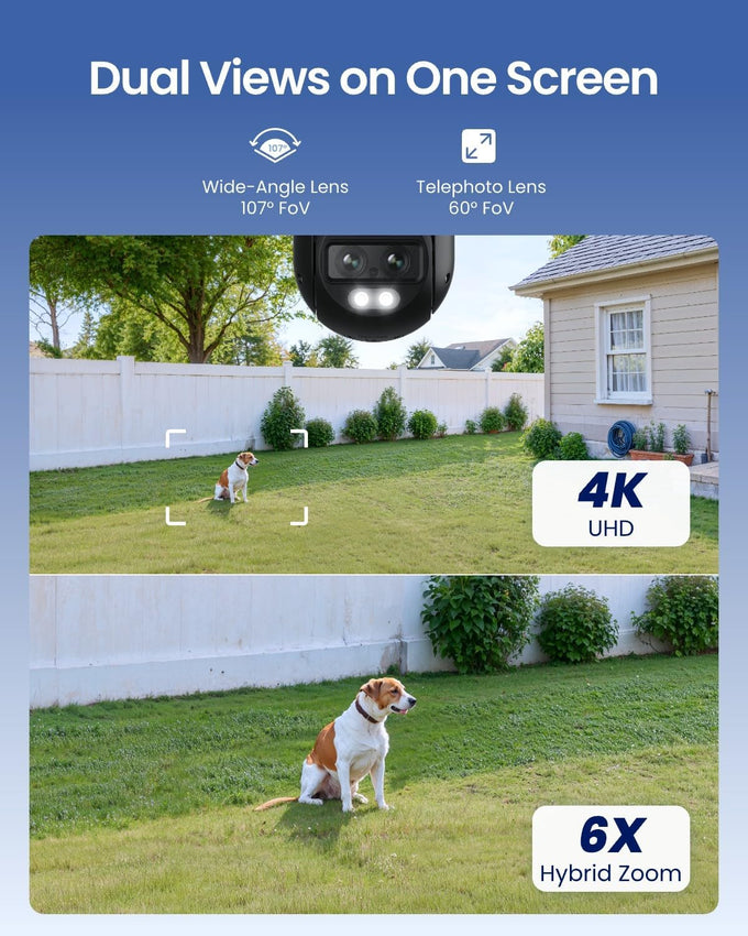 REOLINK 4K 8MP Dual-Lens PTZ Wired WiFi Outdoor Security Camera, 2.4/5GHz