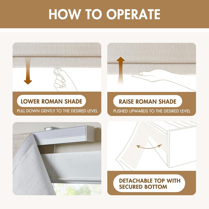 Madison Park Roman Shade, Blackout Blinds Thermal Insulated, 35x64 Linen