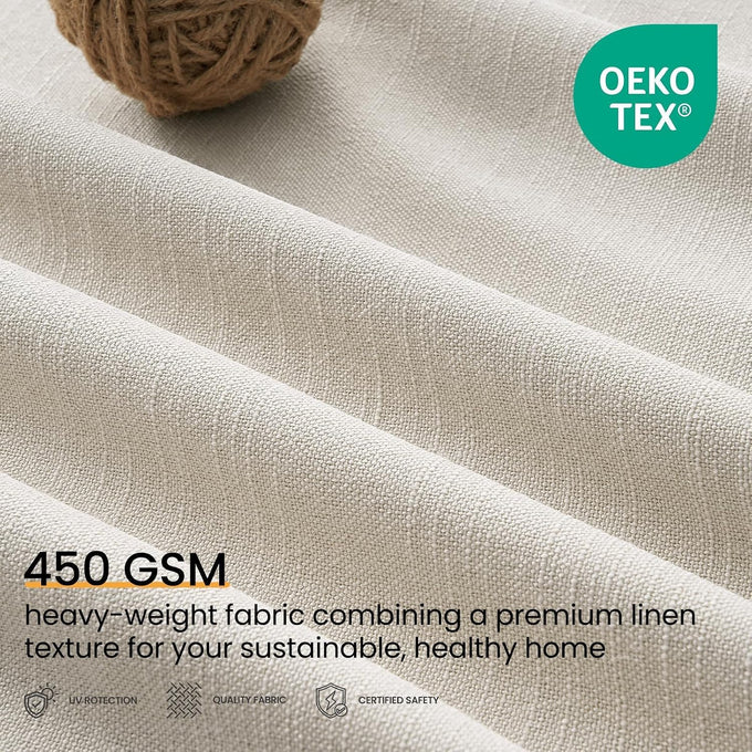 Topfinel 108 Inch Long Pinch Pleated Blackout Curtains for Living Room, Natural Linen Thick Linen Pleat Drapes for French Door Decoration, Cozy Rustic American Window Treatment Cream Beige 52"W*108"L