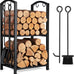 FEED GARDEN 29" Firewood Rack with 4-Piece Fireplace Tools, Indoor Outdoor