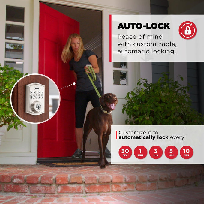 Kwikset HomeConnect 620 Z-Wave Long Range Enabled Keypad Smart Lock Convenient Keyless Entry, Customizable User Codes, Ring Alarm Compatible, Hub Required, Sold Separately Satin Nickel Traditional