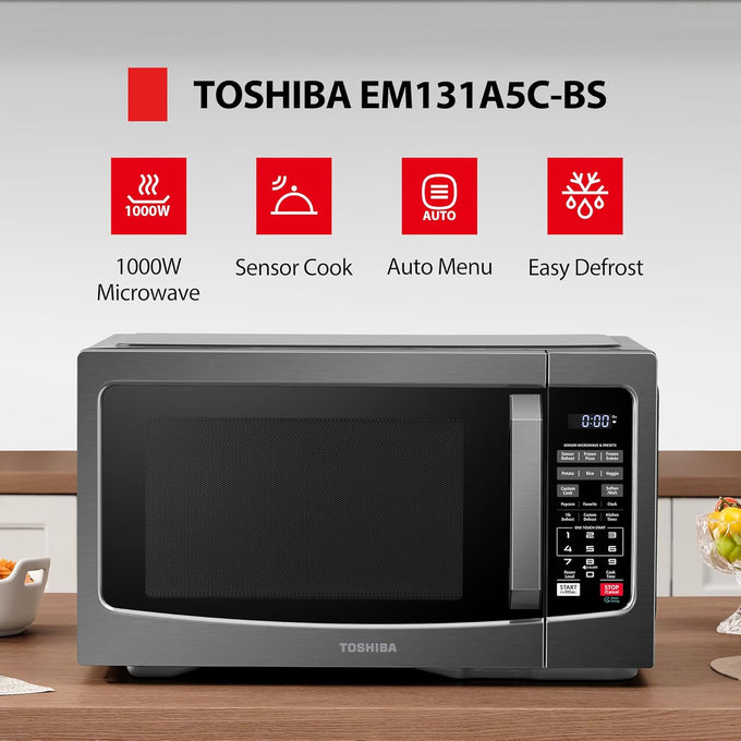 TOSHIBA Countertop Microwave Oven, 1.2 Cu.Ft, 1000W, Black